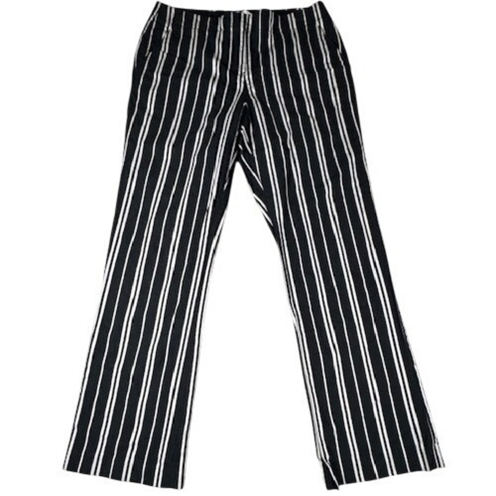 Tommy Hilfiger Pants Womens 12 Black White Striped Straight Leg Cotton Dress